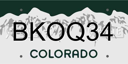 BKOQ34 Colorado License Plate
