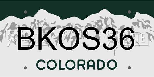 BKOS36 Colorado License Plate