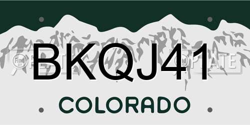 BKQJ41 Colorado License Plate