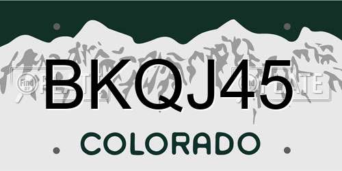BKQJ45 Colorado License Plate