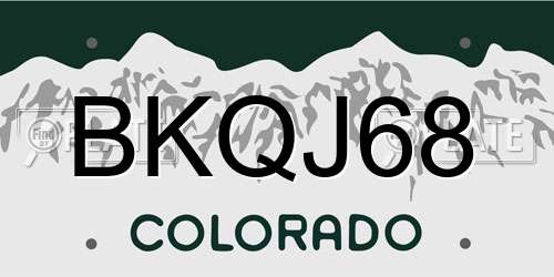 BKQJ68 Colorado License Plate