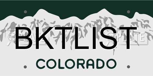 BKTLIST Colorado License Plate