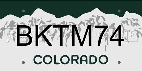 BKTM74 Colorado License Plate