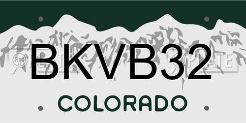 BKVB32 Colorado License Plate