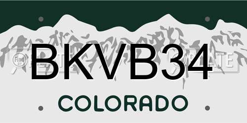 BKVB34 Colorado License Plate
