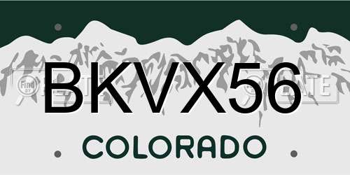 BKVX56 Colorado License Plate