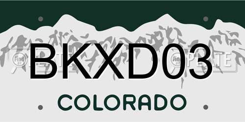 BKXD03 Colorado License Plate