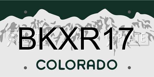 BKXR17 Colorado License Plate