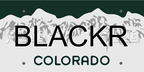 BLACKR Colorado License Plate