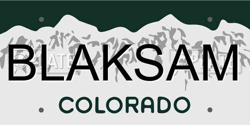 BLAKSAM Colorado License Plate