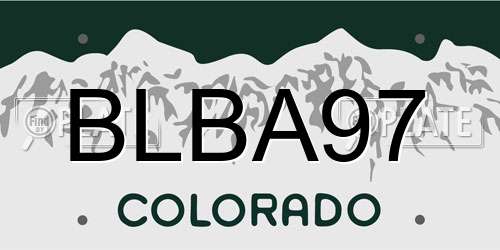 BLBA97 Colorado License Plate