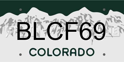 BLCF69 Colorado License Plate