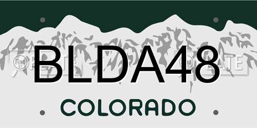 BLDA48 Colorado License Plate