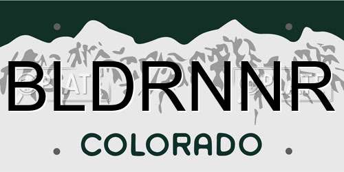 BLDRNNR Colorado License Plate