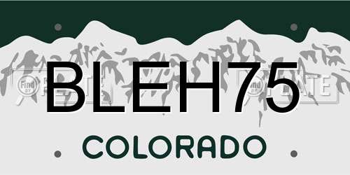 BLEH75 Colorado License Plate