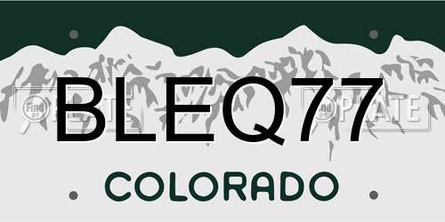 BLEQ77 Colorado License Plate