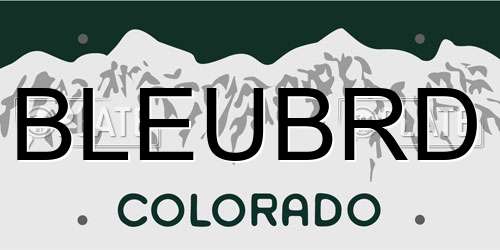 BLEUBRD Colorado License Plate