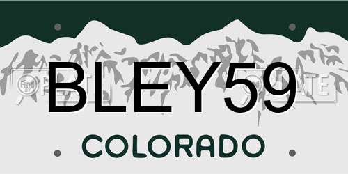 BLEY59 Colorado License Plate