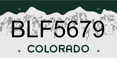 BLF5679 Colorado License Plate