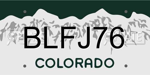 BLFJ76 Colorado License Plate