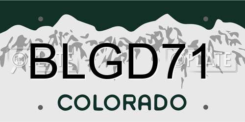 BLGD71 Colorado License Plate