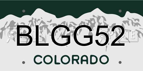 BLGG52 Colorado License Plate