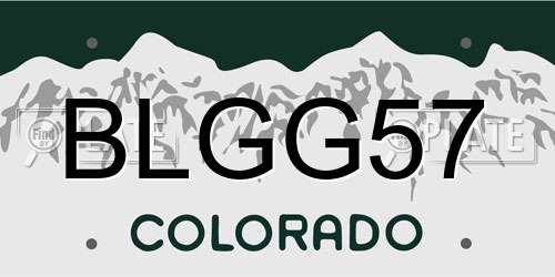 BLGG57 Colorado License Plate