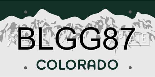 BLGG87 Colorado License Plate