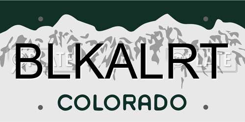 BLKALRT Colorado License Plate