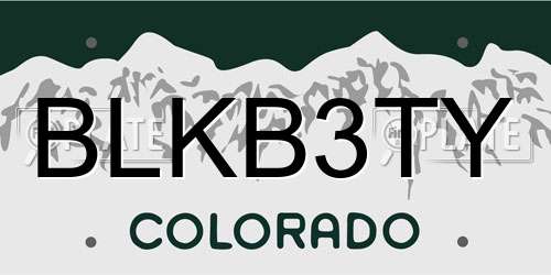 BLKB3TY Colorado License Plate