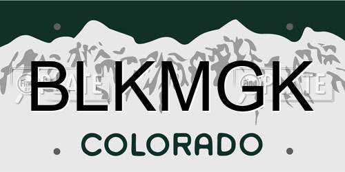 BLKMGK Colorado License Plate