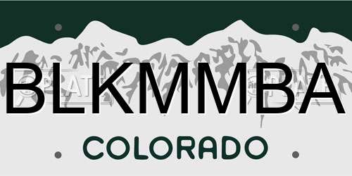 BLKMMBA Colorado License Plate