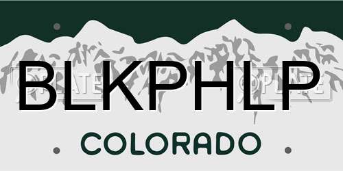 BLKPHLP Colorado License Plate