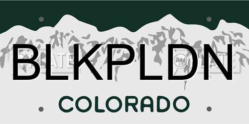 BLKPLDN Colorado License Plate
