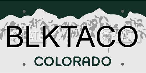 BLKTACO Colorado License Plate