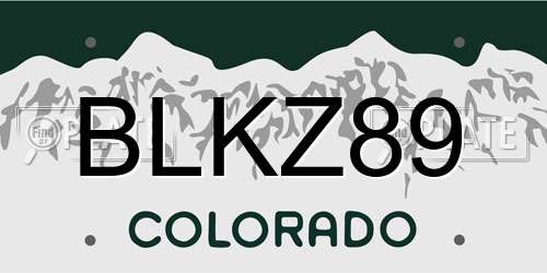 BLKZ89 Colorado License Plate