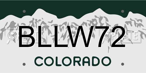 BLLW72 Colorado License Plate