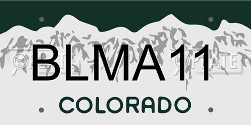 BLMA11 Colorado License Plate