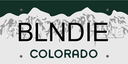 BLNDIE Colorado License Plate