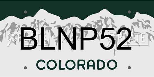 BLNP52 Colorado License Plate