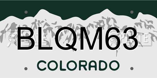BLQM63 Colorado License Plate