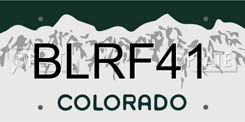 BLRF41 Colorado License Plate