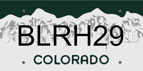 BLRH29 Colorado License Plate