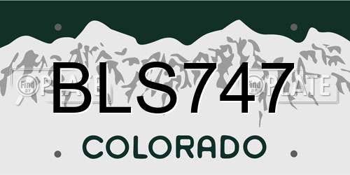 BLS747 Colorado License Plate