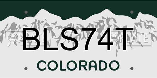 BLS74T Colorado License Plate