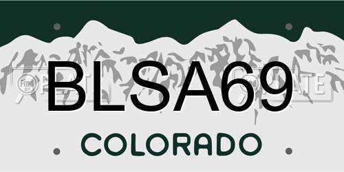 BLSA69 Colorado License Plate
