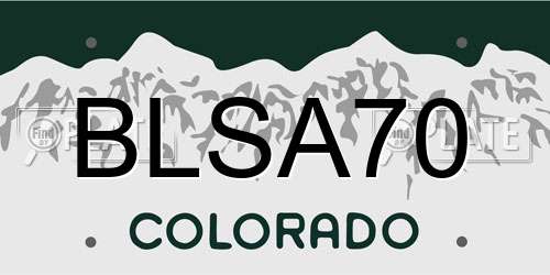 BLSA70 Colorado License Plate
