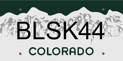 BLSK44 Colorado License Plate