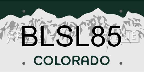 BLSL85 Colorado License Plate