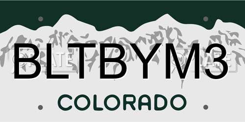 BLTBYM3 Colorado License Plate